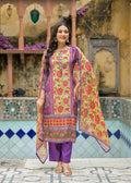 Panel Printed Pure Crepe Silk with Sequins Emroidry Kurti with Pants & Dupatta
