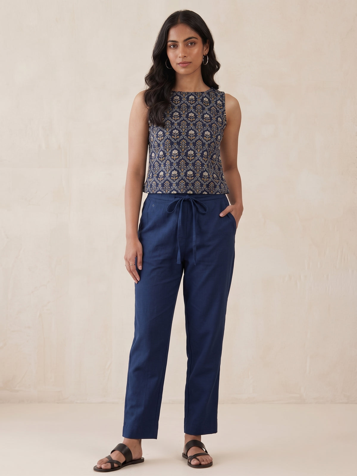 Navy Blue Cotton Pants