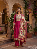Rani Printed Embroidered Butter Muslin Kurti Set with Dupatta