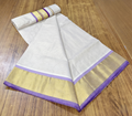 Small Checkered With Golden Zari Border Kerala Cotton Saree