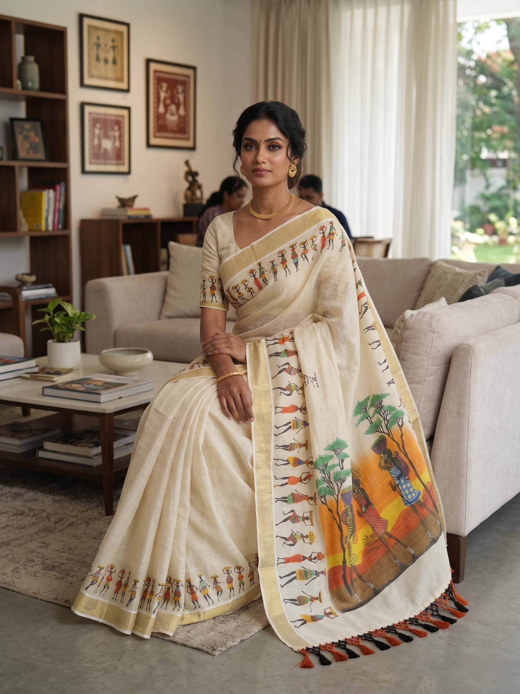 Digital Printed Kerala Tissue Cotton Saree