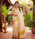Golden Zari  Weaved kerala  Cotton Saree