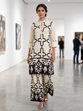 Black Off White Geometric Printed Rayon Co-Ord Set