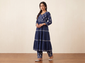 Solid Navy Rayon Hand Embroidered Chikankari Kurti with palazzo Set