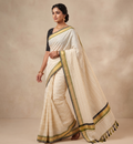 Zari Woven Striped with Muti Border Kerala Cotton Saree