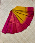 Golden Yellow & Magenta with Copper Zari woven Pallu Semi Silk Saree