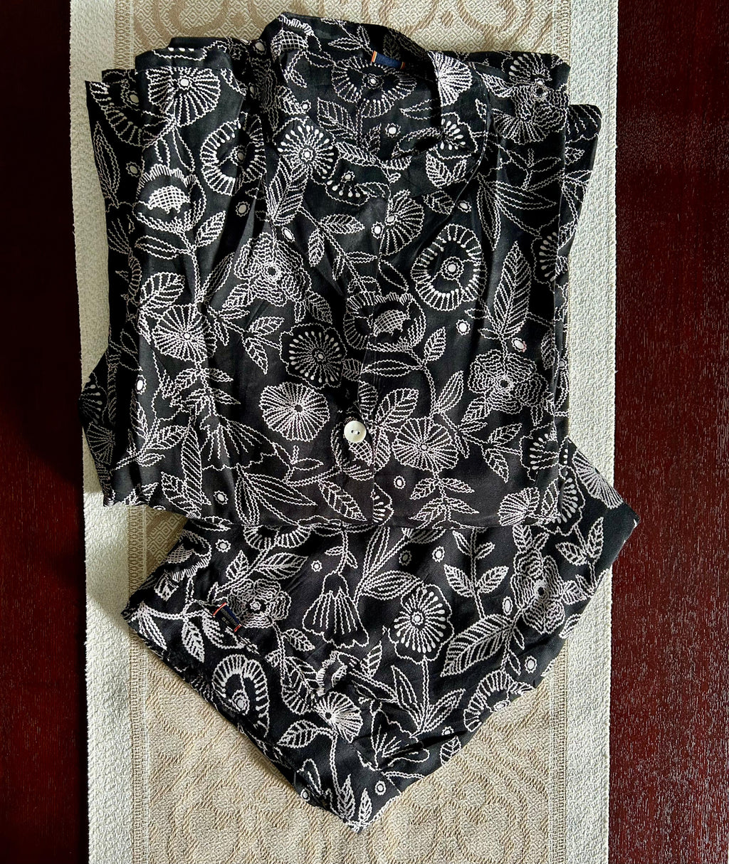 Black Floral Printed Rayon Co-Ord Set
