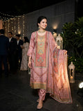 Position Printed Wine Pure Dola Silk with Beads work Kurti with Pants & Dupatta