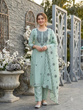Mul Chanderi Embroidered Kurti With Palazzo and Dupatta
