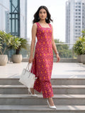 Pink Ikat Printed Soft Cotton Kurti Plazzo Set